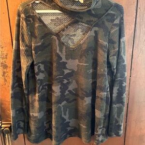 Fantastic Fawn Camouflage Cutout Long Sleeve Top